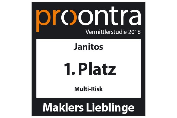 Janitos Auszeichnung procontra Maklers Lieblinge erster Platz Multi-Risk Versicherer