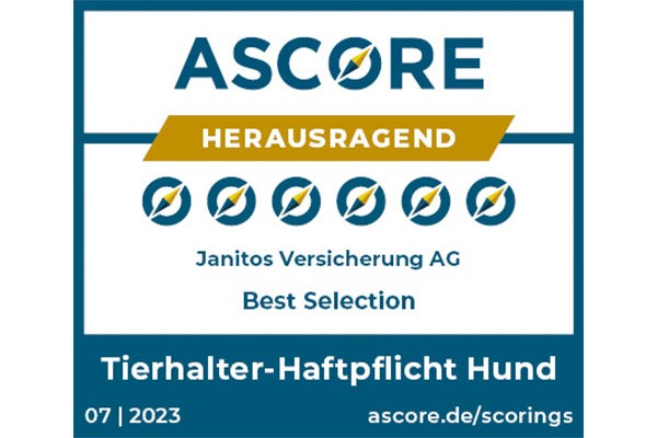 Janitos Hundehalterhaftpflichtversicherung herausragend | Test Ascore 2021