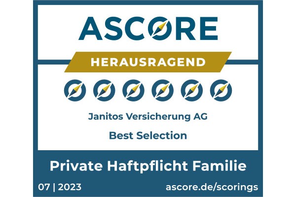 Janitos Privathaftpflichtversicherung Familie herausragend | Test Ascore 2021 Janitos Privathaftpflichtversicherung Familie herausragend | Test Ascore 2021