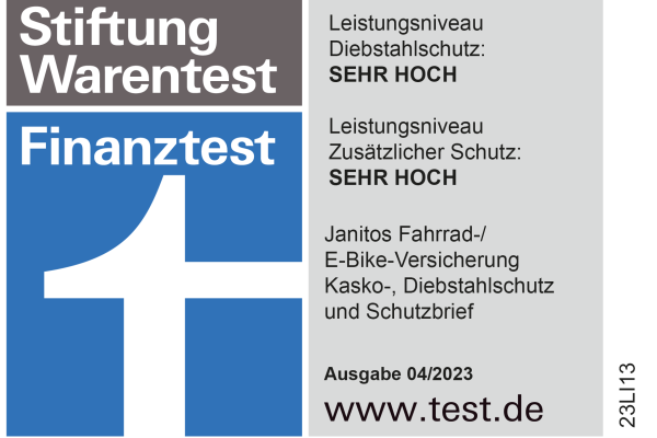 Janitos Fahrrad-/E-Bike-Versicherung | SEHR HOCH | Stiftung Warentest 2023 Janitos Fahrrad-/E-Bike-Versicherung | SEHR HOCH | Stiftung Warentest 2023
