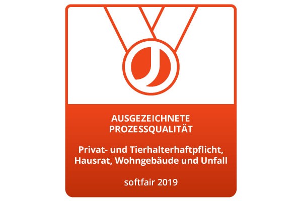 Ausgezeichnete Prozessqualität bei Privathaftpflicht- Tierhalterhaftpflicht- Hausrat- Wohngebäude- und Unfallversicherung | Test softfair 2019 Ausgezeichnete Prozessqualität bei Privathaftpflicht- Tierhalterhaftpflicht- Hausrat- Wohngebäude- und Unfallversicherung | Test softfair 2019