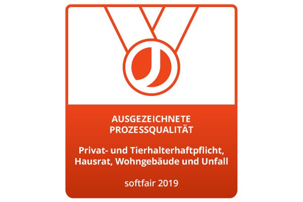 Ausgezeichnete Prozessqualität bei Privathaftpflicht- Tierhalterhaftpflicht- Hausrat- Wohngebäude- und Unfallversicherung | Test softfair 2019