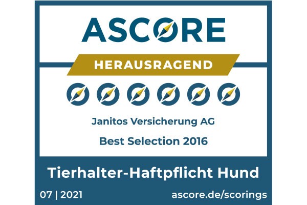 Janitos Hundehalterhaftpflichtversicherung herausragend | Test Ascore 2021 Janitos Hundehalterhaftpflichtversicherung herausragend | Test Ascore 2021