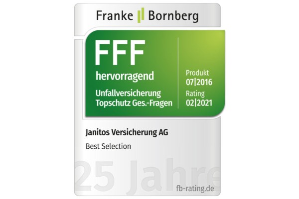 Franke und Bornberg Qualitätssiegel Hervorragend Janitos Unfallversicherung