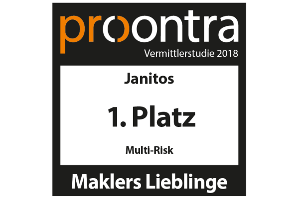 Janitos Auszeichnung procontra Maklers Lieblinge erster Platz Multi-Risk Versicherer