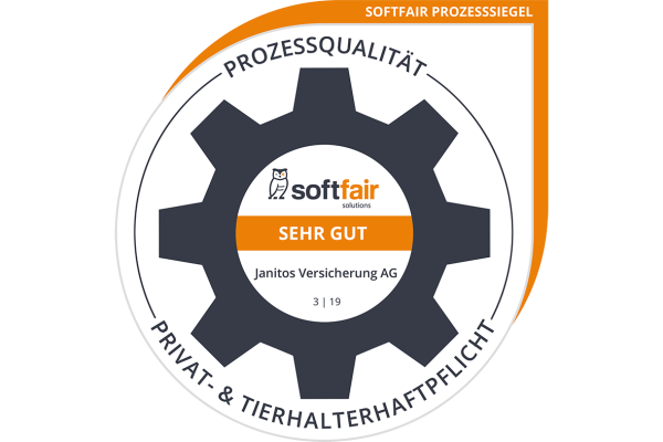 Janitos Auszeichnung softfair Prozesssiegel Privathaftpflichtversicherung SEHR GUT 2019