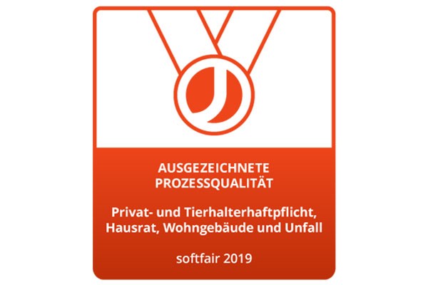 Ausgezeichnete Prozessqualität bei Privathaftpflicht- Tierhalterhaftpflicht- Hausrat- Wohngebäude- und Unfallversicherung | Test softfair 2019 Ausgezeichnete Prozessqualität bei Privathaftpflicht- Tierhalterhaftpflicht- Hausrat- Wohngebäude- und Unfallversicherung | Test softfair 2019